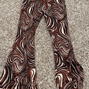 SHEIN Kids Swirl Pattern Flared Pants - Brown and Black